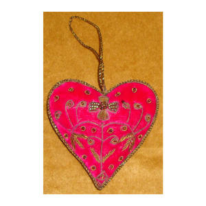 Dernière décoration de Noël en forme de cœur et produit à suspendre, ornements de Noël en tissu, pierre perlée, utilisable comme décoration - Product Image 1