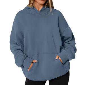 เสื้อสเวตเตอร์ผ้าฝ้ายแบบมีฮู้ดทรงหลวมสำหรับผู้หญิงสวมใส่สบายแนวสตรีทแฟชั่น - Product Image 6