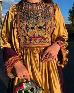 Feroza Banarsi tela ropa afgana Vintage Kuchi étnico ropa afgana estilo gitano vestido Kuchi afgano - Product Image 3