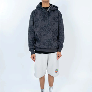 เสื้อฮู้ดผ้าฝ้ายทรงหลวมสำหรับผู้ชายชุดสตรีทเทอร์รี่ผ้าฝ้าย100% ออกแบบได้ตามต้องการ - Product Image 1