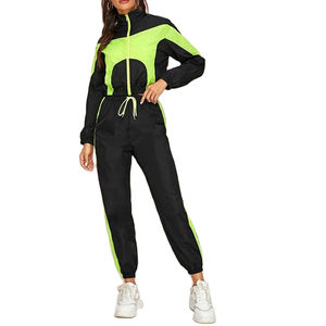High Quality Custom <b>Womens</b> Winter Printed Windbreaker 2 Piece Set <b>Nylon</b> Water Repellent Breathable Windproof Tracksuits Set - Product Image 1