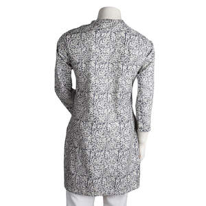 คุรตีผ้าฝ้ายพิมพ์ลายสำหรับผู้หญิง - สีเทา - Product Image 4