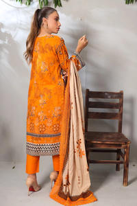 Ropa de fiesta informal Salwar Kameez bordada de algodón de 3 piezas de primera calidad para verano estilo indio paquistaní que absorbe la humedad rápida - Product Image 4