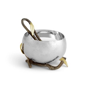 Elegante cuenco de metal dorado y plateado, centro de mesa decorativo hecho a mano para sala de estar, mesa de comedor - Product Image 6