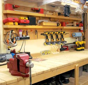 Support de perceuse mural en métal robuste support d'organisateur d'outils électriques à 4 fentes étagère de rangement simple entièrement assemblée pour <span class=keywords><strong>Garage</strong></span> - Product Image 6