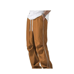 Pantalons de survêtement amples en coton de haute qualité, lourds, gris, en nylon, à jambes larges, fabrication de vêtements, pantalons amples - Product Image 4