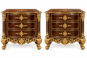 Suite de chambre à coucher vintage en teck sculpté à dossier haut, style italien antique, avec lit king size et coiffeuse, Royaume-Uni - Product Image 3