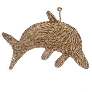 Flair rustique beau jonc de mer tissé décoratif dauphin mur fait à la main Art mural naturel pour salon décor à la maison - Product Image 1