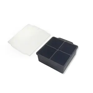 ปล่อยง่ายวิสกี้ใสแช่แข็ง 4 6 8 หลุมเครื่องดื่มเครื่องทําลูกปั้นฝาปิดถาดอาหารซิลิโคนสแควร์น้ําแข็ง Cube แม่พิมพ์