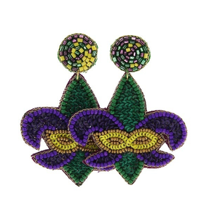 Pendientes de Máscara de Mardi Gras Hechos a Mano con Cuentas, Pendientes Elegantes y Modernos para Mujer - Product Image 3