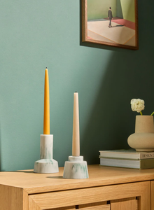 AK Bougeoir rond en laiton et marbre de couleur blanche et verte Style moderne Lot de 2 pour décoration de table Accents/décor d'hôtel - Product Image 2