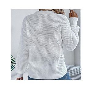 Jersey informal elegante de manga larga con cuello cuadrado para mujer, suéter de punto cálido cómodo para invierno y otoño - Product Image 6