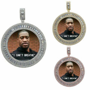 Pendentif personnalisé avec photo en moissanite baguette SHREYA DIAM - Plaqué or, argent 925, style hip-hop, taille moyenne - Product Image 3