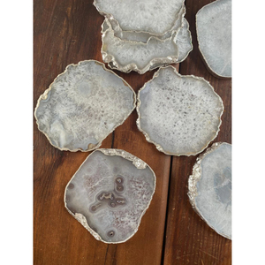 Posavasos de Piedra de Ágata Blanca Hechos a Mano, Ágata Aashim, Forma Irregular Natural, Varios Estilos, Feng Shui, Cruz, Mascota de Hadas - Product Image 2