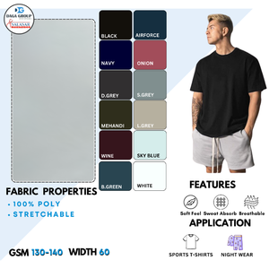 100% polyester sergé T-Shirt tissu confortable haute durabilité vêtements de nuit pour un usage quotidien en plein air pour hommes femmes y compris les filles - Product Image 3