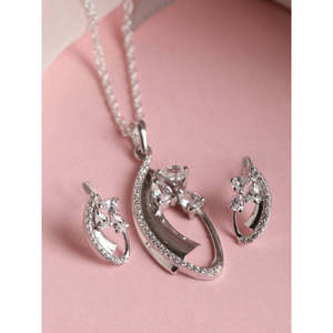 NOVAMART Fine Orla 925 <b>Sterling</b> <b>Silver</b> Pendant <b>Earring</b> <b>Set</b> for Wedding Occasions Wholesale Export - Product Image 2
