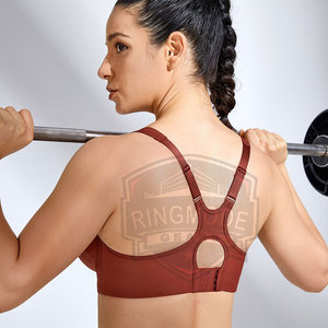 Best Quality Women Sports Bra Simple Design Front Logo Breathable Eco-Friendly Spandex/Polyester Customizable Medium Support - Product Image 3