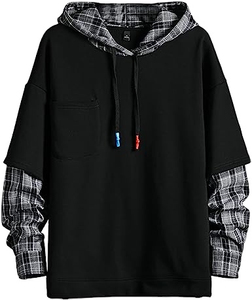 Sweat à capuche à carreaux pour hommes, sweat-shirt à manches courtes Streetwear surdimensionné en vrac fabriqué en gros fournisseur du Pakistan à capuche - Product Image 1