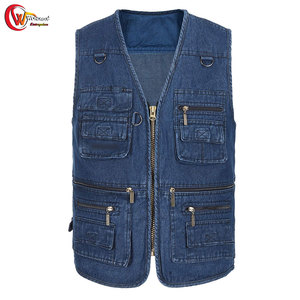 Chaleco vaquero para hombre al mejor precio, chaleco vaquero teñido liso, chaleco vaquero transpirable cómodo a la venta en Moq bajo - Product Image 1