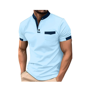 Camisetas de Polo de manga corta para hombre al por mayor, camisetas de golf de punto liso transpirable de algodón 100%, patrón sólido - Product Image 5