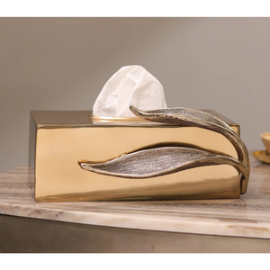 Caja de pañuelos dorada con diseño artístico de hojas soporte de pañuelos decorativo moderno para sala de estar dormitorio Oficina Hotel mesa de centro - Product Image 1