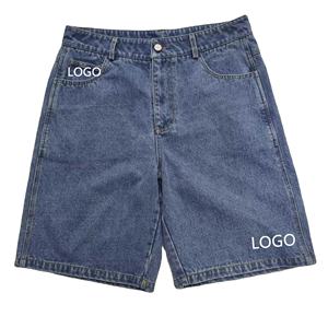 Pantalones cortos vaqueros lavados con ácido bordados personalizados, holgados, de corte holgado, ropa de calle de gran tamaño, pantalones cortos vaqueros estilo Cargo con patrón Vintage para hombre - Product Image 4