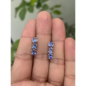 925 <b>Silver</b> <b>Stud</b> Earrings Natural Tanzanite Trendy Romatic Gold for Wedding Engagement Anniversary Amethyst Quartz Diamond Pearl - Product Image 1