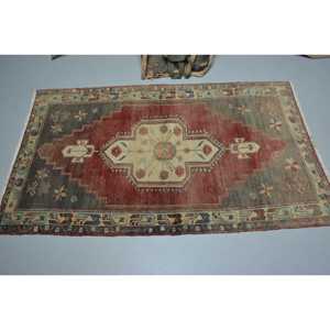 3.2x5.7 ft Vintage Rug, Turkish Accent Rug, <b>Red</b> Floral <b>Wool</b> Rug - Product Image 3