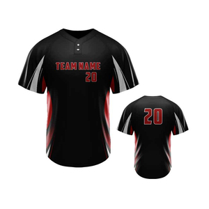 Free Style Hot Selling Baseball Jersey Custom Design Half Sleeve Two Button Pullover Baseball Jersey in Black - Product Image 1