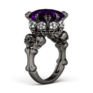 Jeulia Black Tone Princess Cut Sterling Silver <b>Skull</b> <b>Ring</b> for Anniversary - Product Image 1