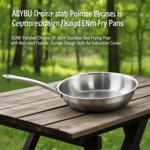 DUNE Polished Chrome 201 26cm Stainless Steel Frying Pan with <b>Nonstick</b> Feature Europe Design Style for Induction Cooker - Product Image 3
