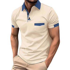 Polo de golf à col athlétique décontracté pour hommes, tissu tricoté imprimé respirant à manches courtes et à évacuation de l'humidité. - Product Image 1