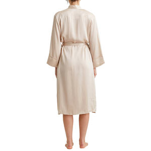 Haute qualité personnalisé Satin femmes longue Robe ensemble de luxe été nuptiale Nuit Robe Femme solide soie Robe pour le printemps - Product Image 2