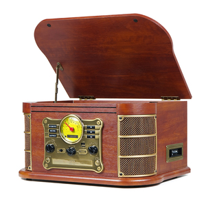 RetroTurntable <span class=keywords><strong>CD</strong></span> Cassette Bluetooth USB SD AM FM Radio Vinyle LP Tourne-disque Avec Haut-parleurs - Product Image 5