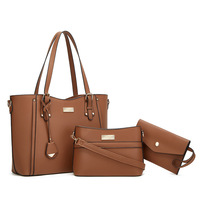 Ensemble de sacs à main 3-en-1 pour femmes tendance, grande capacité, sac fourre-tout en cuir pour le bureau et les trajets quotidiens, sac à bandoulière