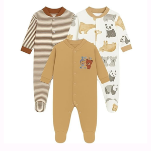 Barboteuse pour bébé 100% Coton Biologique Bouton Pression Vente en Gros OEM En Vrac Doux Écologique Infantile Vêtements Fournisseur Unisexe - Product Image 1