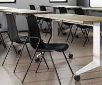 Chaise de bureau ergonomique OMNI avec dossier moyen, structure en acier, matériau PP ignifuge UL94 V-2, design moderne pour la maison et le bureau