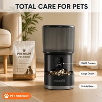 Distributeur automatique de nourriture pour animaux de compagnie Black Gold Series avec caméra HD 1080P, audio bidirectionnel, grande capacité de 4L, contrôle par application