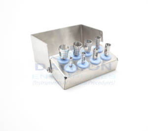 Juego de 8 Trepanadores Dentales de Acero Inoxidable de Alta Calidad con Bloque para Fresas, Implantes Dentales, Kit de Trepanadores de DAVICON ENTERPRISES - Product Image 1
