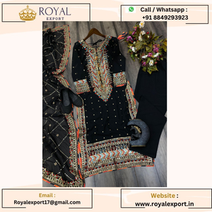 Lanzamiento de un nuevo traje de trabajo de secuencia de bordado Georgette de imitación de diseñador exclusivo con tarifa al por mayor de Royal Export - Product Image 4