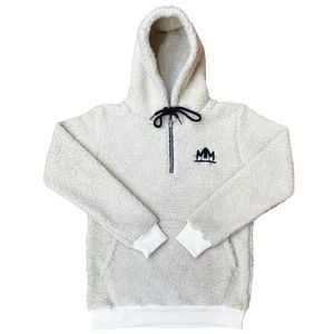Sudadera Unisex con Capucha de Sherpa Color Bronceado, Chaqueta de Forro Polar con Media Cremallera, Bolsillo Tipo Canguro, Ropa Casual Cálida para la Calle - Product Image 1