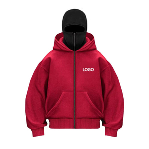 เสื้อฮู้ดดี้ผู้ชาย OEM แบบหนา ผ้าถักทรงหลวม สไตล์สตรีทแวร์ มีฮู้ดสองชั้น พร้อมหน้ากากนินจา เหมาะสำหรับใส่ลำลองในฤดูหนาว - Product Image 5
