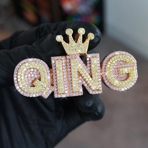 จี้เพชรโมอิสแท้สำหรับผู้ชาย Qing 14K สีขาวชุบทองสไตล์ฮิปฮอปทรงกลมแบบเจ้าหญิง2.50Ct - Product Image 1