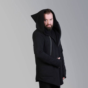 Sudadera con capucha de algodón 100% para hombre, estilo largo, con cremallera completa, moda urbana, logotipo personalizado, OEM, venta al por mayor - Product Image 3