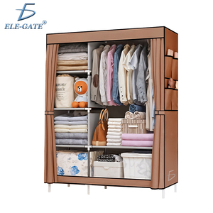 Organizzatore per Vestiti in Metallo a 4 Ripiani Montabile, Guardaroba per Soggiorno con Appendiabiti e Copertura con Cerniera - Product Image 5