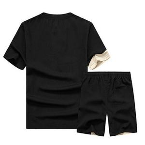 ชุดกางเกงขาสั้นผ้าคอตตอนและเสื้อยืดแนวสตรีทของผู้ชายชุดฤดูร้อนสไตล์สตรีทแบบสองชิ้นแบบออกแบบได้ตามต้องการ - Product Image 5