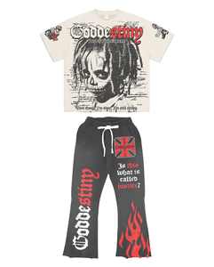 Dernière arrivée Top Tendance T-shirt et pantalon en coton 100% de haute qualité sur mesure Survêtement de conception de la demande du client. - Product Image 2