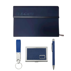 Elegante Set de Regalo en Tono Azul Real que Incluye Libreta, Tarjetero, Llavero y Bolígrafo con Impresión Flocada para Promoción de Pascua - Product Image 3