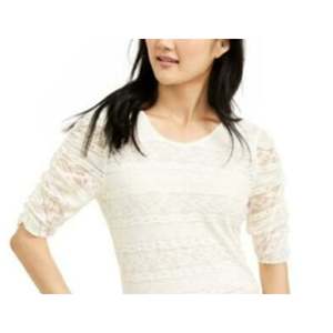 Camicetta Elegante da Ragazza American Rag con Laccetti sul Retro, Colletto a Fiocco, Motivo Ricamato, in Seta, Formale da Ufficio, Bianca, Taglia Small/XL - Product Image 2