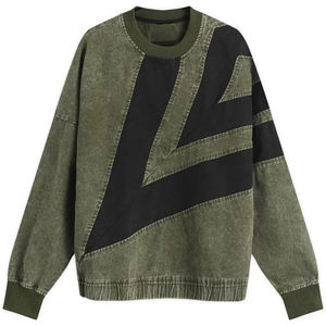 Mens Breathable Olive Green Acid Washed <b>Sweatshirt</b> Made From Pakistan OEM Services for Bulk Bold <b>Black</b> Contrast Panel <b>Sweatshirt</b> - Product Image 1